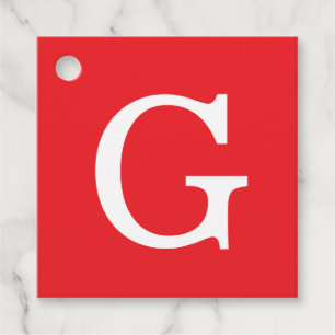 Étiquettes Cadeau Monogramme de lettre initiale rouge blanc simple