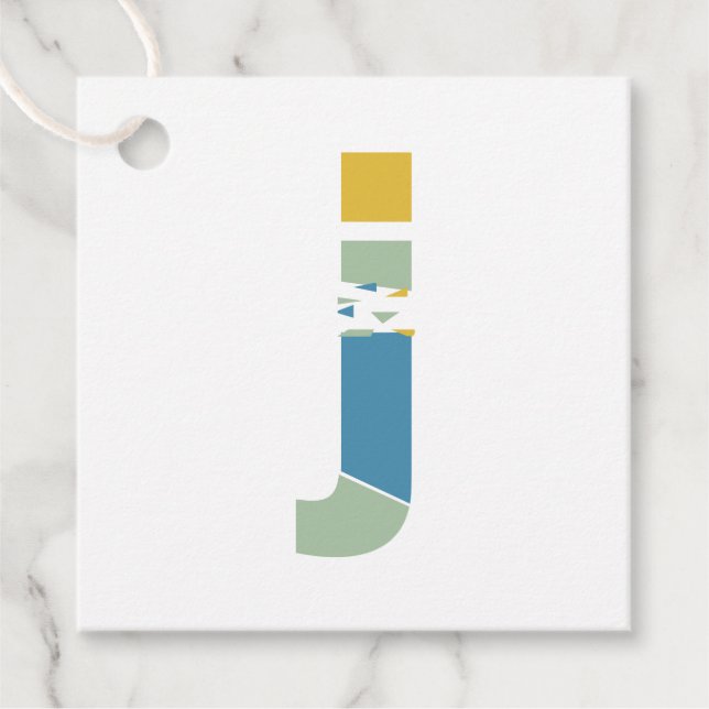 Étiquettes Cadeau Monogramme de lettre J abstrait moderne personnali (Devant)