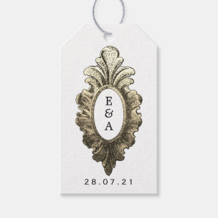 Étiquettes-cadeau Monogramme de Mariage nautique vintage