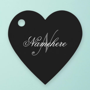 Étiquettes Cadeau Monogramme de nom noir et blanc personnalisé uniqu