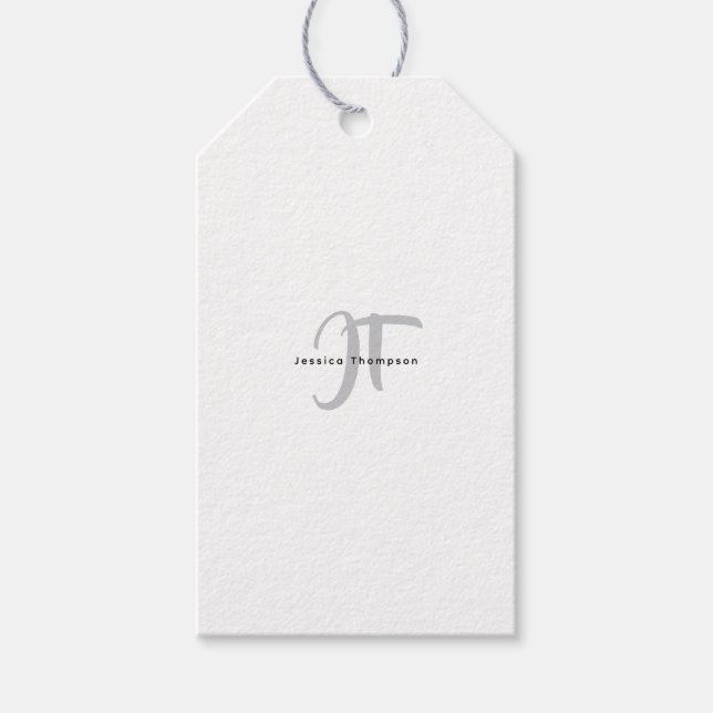 Étiquettes-cadeau Monogramme de nom professionnel élégant moderne (Devant)