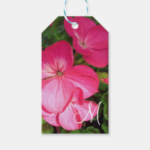 Étiquettes-cadeau Monogramme de photographie florale rose