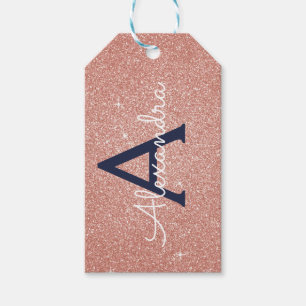 Étiquettes-cadeau Monogramme d'étincelle de parties scintillantes d
