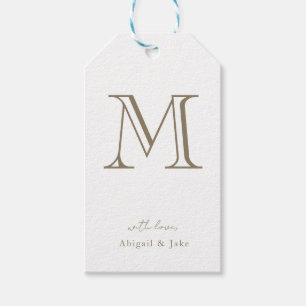 Étiquettes-cadeau Monogramme doré personnalisé avec des noms d'amour