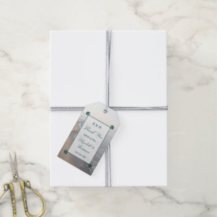 Étiquettes-cadeau Monogramme élégant et mariage Turquoise sur la pla