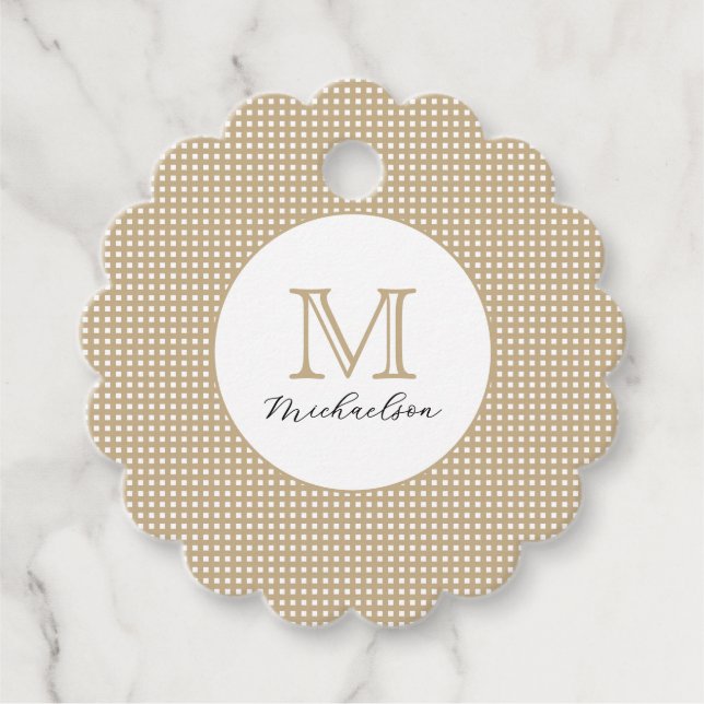 Étiquettes Cadeau Monogramme élégant minimaliste moderne or (Devant)