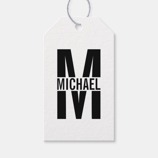 Étiquettes Cadeau Monogramme et Nom personnalisés (Devant)