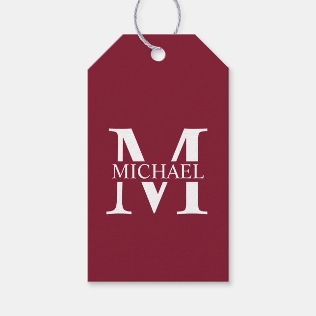 Étiquettes-cadeau Monogramme et nom personnalisés (Devant)