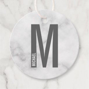Étiquettes Cadeau Monogramme et nom personnalisés gras modernes