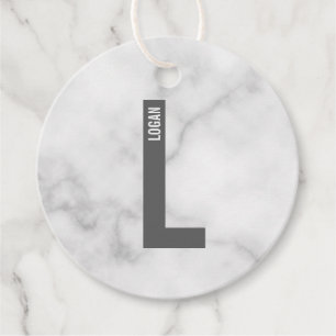Étiquettes Cadeau Monogramme et nom personnalisés gras modernes
