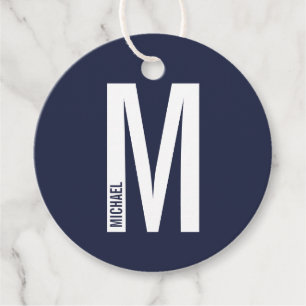 Étiquettes Cadeau Monogramme et nom personnalisés gras modernes