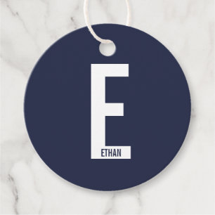 Étiquettes Cadeau Monogramme et nom personnalisés gras modernes