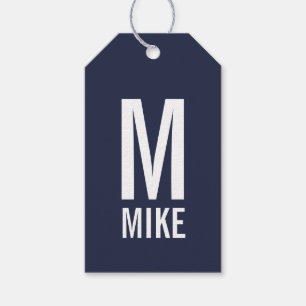 Étiquettes-cadeau Monogramme et nom personnalisés modernes
