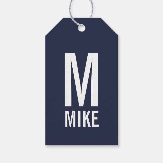 Étiquettes-cadeau Monogramme et nom personnalisés modernes (Devant)