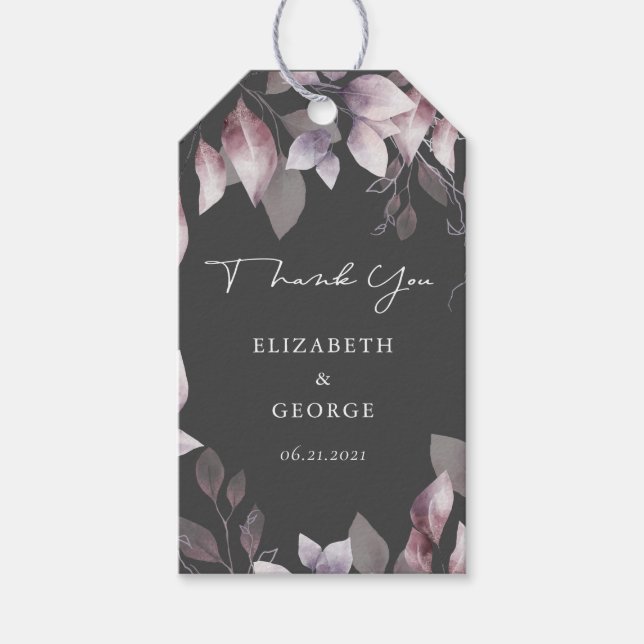 Étiquettes-cadeau monogramme floral de chute lunaire mariage étiquet (Devant)