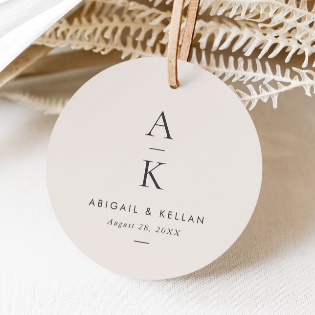 Étiquettes Cadeau Monogramme gris simple et moderne Mélange Mariage (Créateur téléchargé)