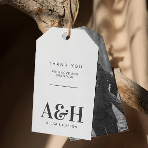 Étiquettes-cadeau Monogramme mariage Simple Élégant Minimaliste Chic