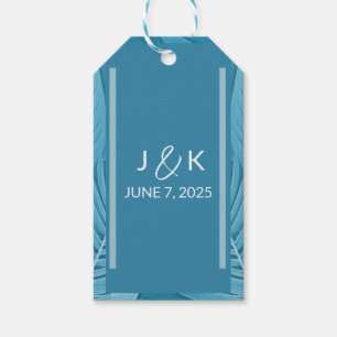 Étiquettes-cadeau Monogramme mariage Turquoise tropical