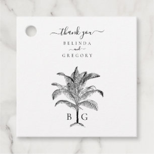 Étiquettes Cadeau Monogramme minimaliste de palmier tropical Mariage