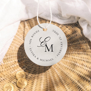 Étiquettes Cadeau Monogramme Minimaliste Mariage Editorial Ivoire