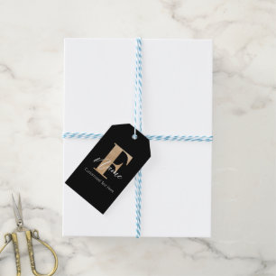 Étiquettes-cadeau Monogramme moderne Initiale F & Nom Personnalisé