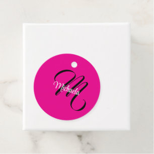 Étiquettes Cadeau Monogramme moderne minimaliste nom initial rose ch