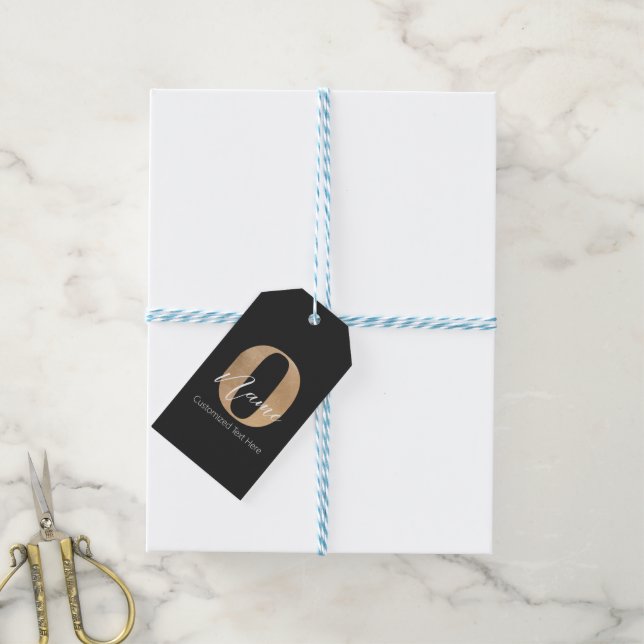 Étiquettes-cadeau Monogramme moderne O & Nom initial Personnalisé (Avec de laficelle)