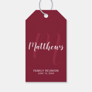 Étiquettes-cadeau Monogramme moderne personnalisé et nom de famille