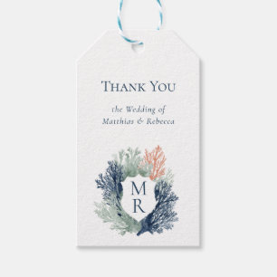 Étiquettes-cadeau Monogramme nautique Ocean Beach Marine Mariage