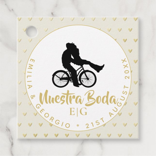 Étiquettes Cadeau Monogramme Nuestra Boda Espagnol Mariage Cadeau Fa (Devant)