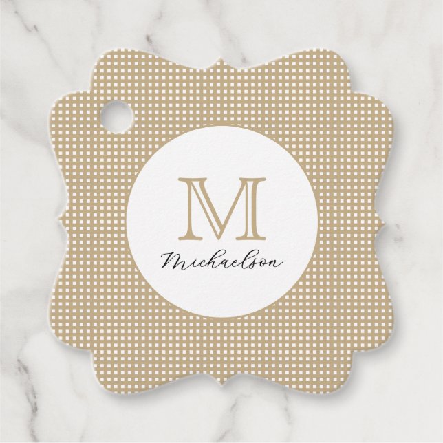 Étiquettes Cadeau Monogramme Or Minimal Moderne (Devant)