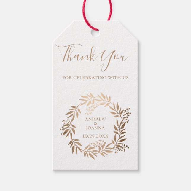 Étiquettes-cadeau Monogramme Or Personnalisé Élégant (Devant)