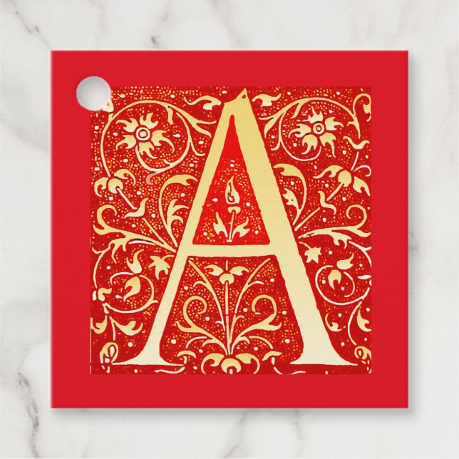Étiquettes Cadeau Monogramme ornemental antique - capital A (Devant)