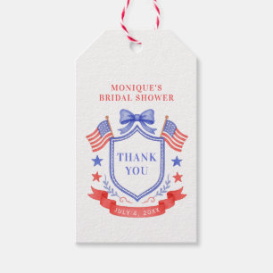 Étiquettes-cadeau Monogramme Patriote Rouge Blanc & Je Fait Le Jour