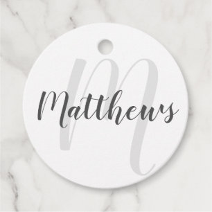 Étiquettes Cadeau Monogramme personnalisé moderne et nom de famille