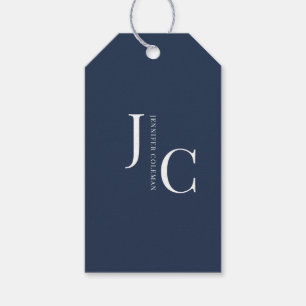 Étiquettes-cadeau Monogramme professionnel minimaliste moderne bleu 