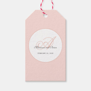 Étiquettes-cadeau Monogramme rose et blanc