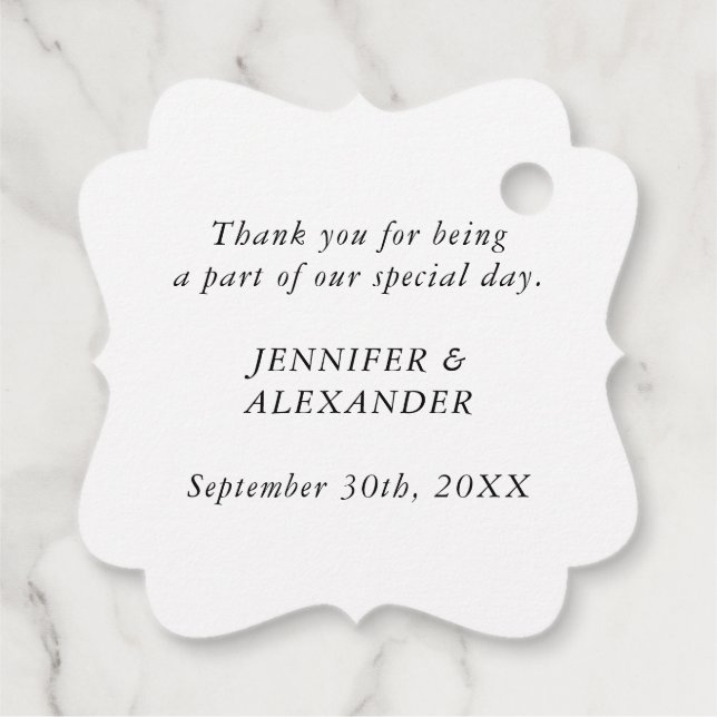 Étiquettes Cadeau Monogramme simple moderne noir et blanc Nom du cou (Dos)