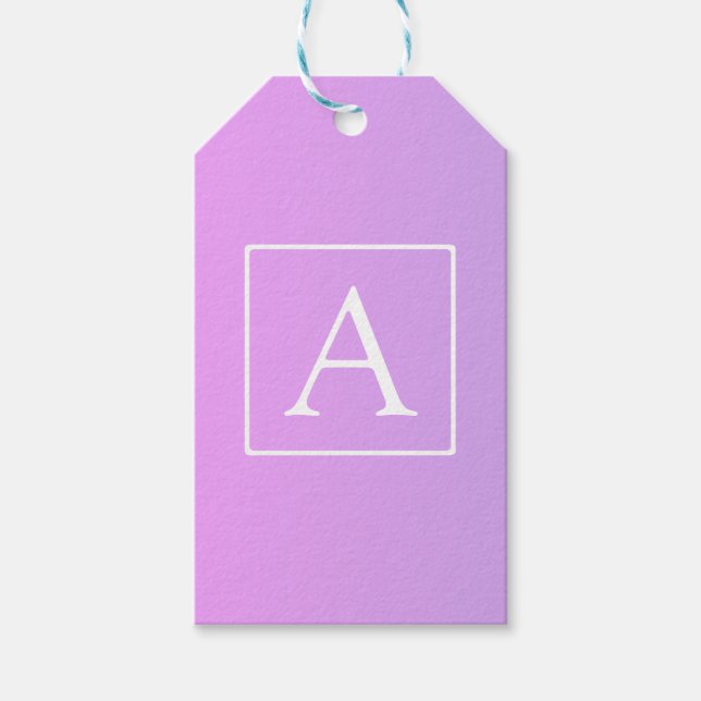 Étiquettes-cadeau Monogramme simple | Ombre subtil rose/violet (Devant)