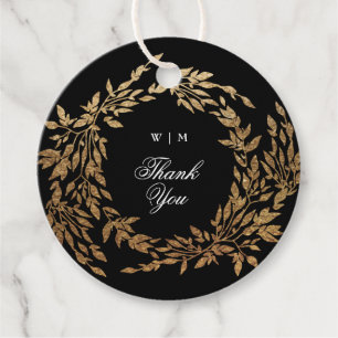 Étiquettes Cadeau Monogramme traditionnel Noir Crest Mariage classiq
