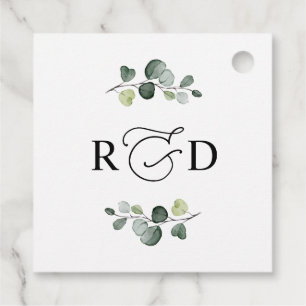 Étiquettes Cadeau Monogramme vert rustique Mariage Merci