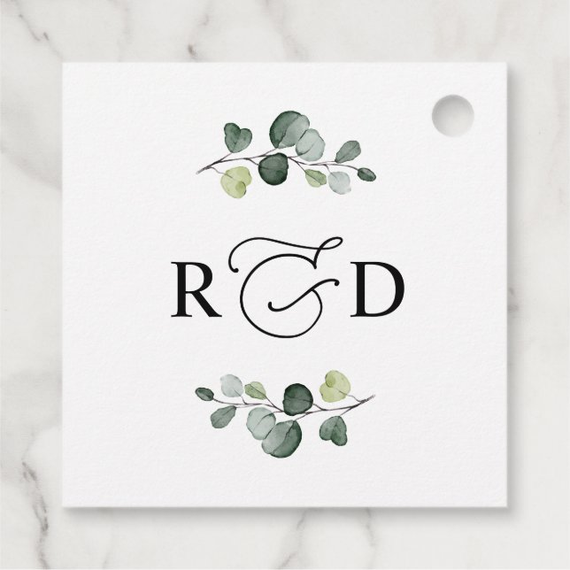 Étiquettes Cadeau Monogramme vert rustique Mariage Merci  (Dos)