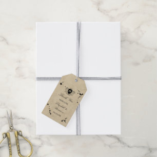 Étiquettes-cadeau Monogramme vintage et mariage en encre