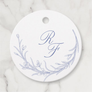 Étiquettes Cadeau Monogrammes minimes et Mariage bleu chic Classique