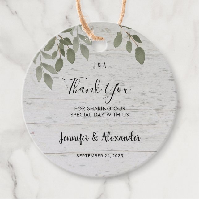 Étiquettes Cadeau Monographie botanique rustique mariage photo merci (Devant)