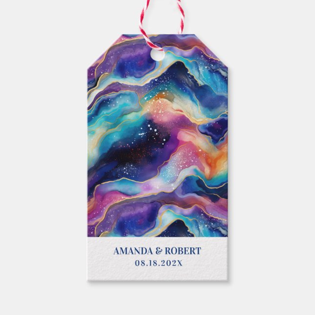 Étiquettes-cadeau Monographie de parties scintillant d'agate arc-en- (Devant)