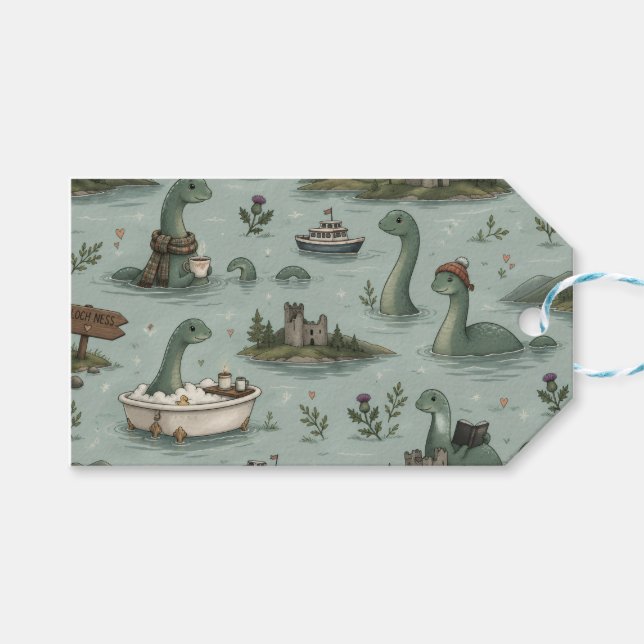 Étiquettes-cadeau Monstre du Loch Ness  (Devant (Horizontal))