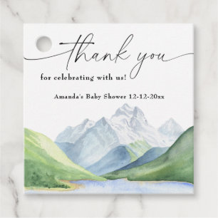 Étiquettes Cadeau Montagnes aquarelles Merci