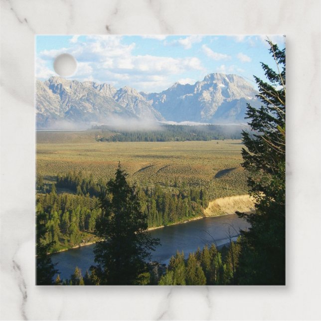 Étiquettes Cadeau Montagnes et rivière de Jackson Hole (Devant)