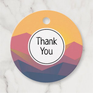 Étiquettes Cadeau Montagnes Rustiques Merci minimaliste géométrique